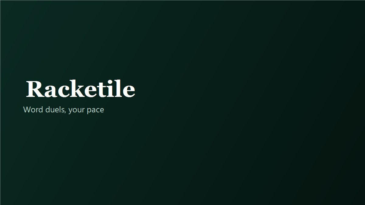Racketile brand on a dark green field